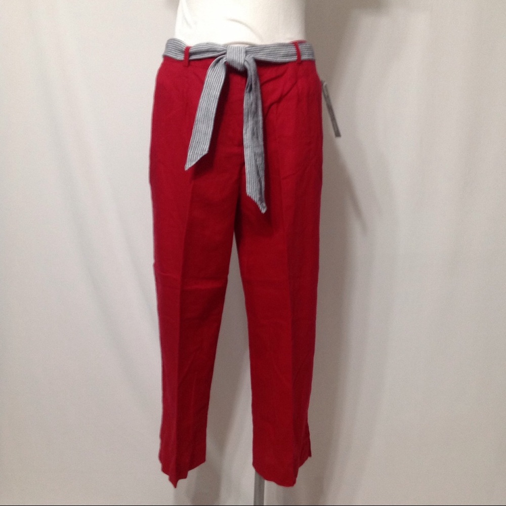 Norton McNaughton Red Capris with Striped Belt